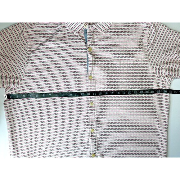 Tommy Bahama XXL Silk Shirt Pink Gray Striped Short Sleeve Button Front Resort - Picture 11 of 14